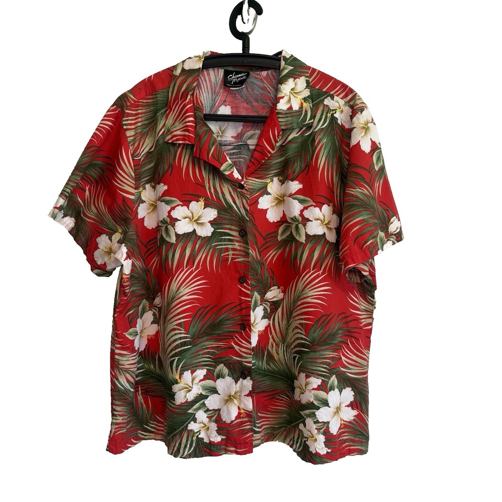 Shannon Marie WomensTropical Hawaiian Shirt 1XL Button Floral Resort Wear Cruise